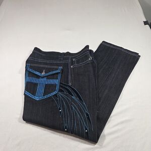 Ablanche Jeans Y2K Wing Men Vintage  Embroidered Beaded Velvet Stitching Men's